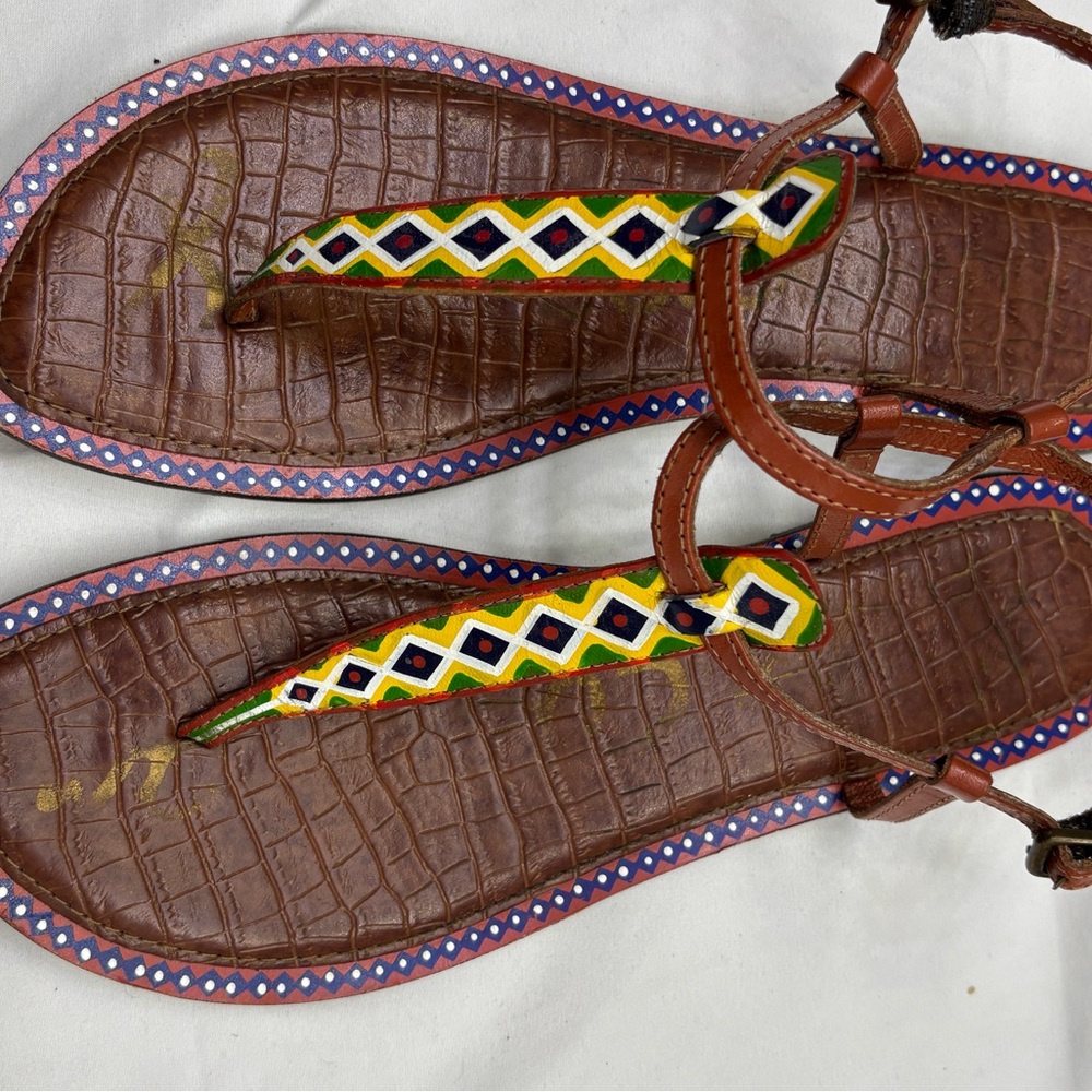 Sam Edelman Brown Sandals with Colorful Pattern